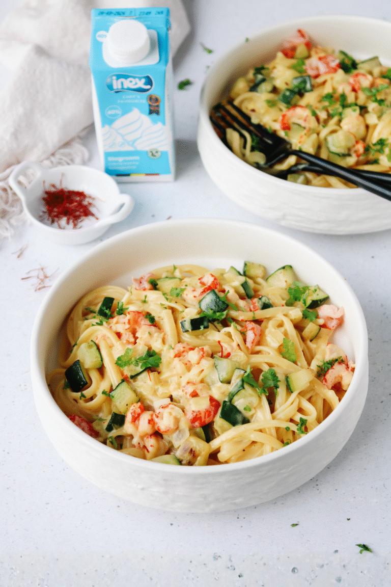 Pasta met saffraansaus